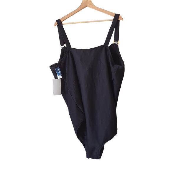 Swimsuits for all Bathing Suit One Piece Womens Plus Size 28 Black Lace Up NWT - Picture 2 of 7